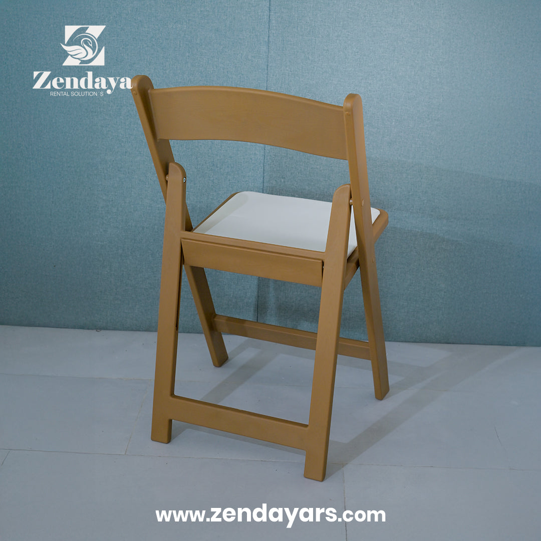 Plegable Madera Natural con Cojín Blanco